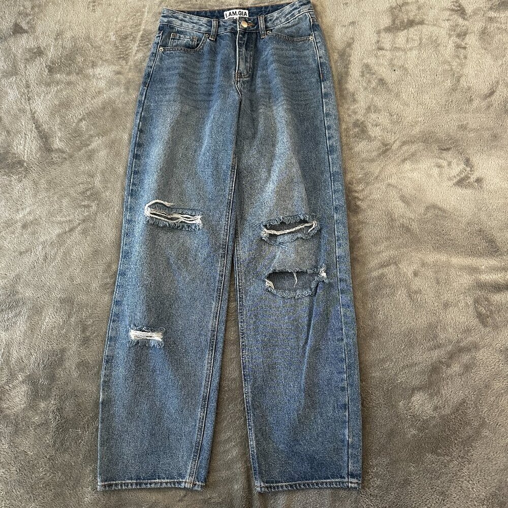 I Am Gia XS Jeans Straight Wide High Rise Extra Small